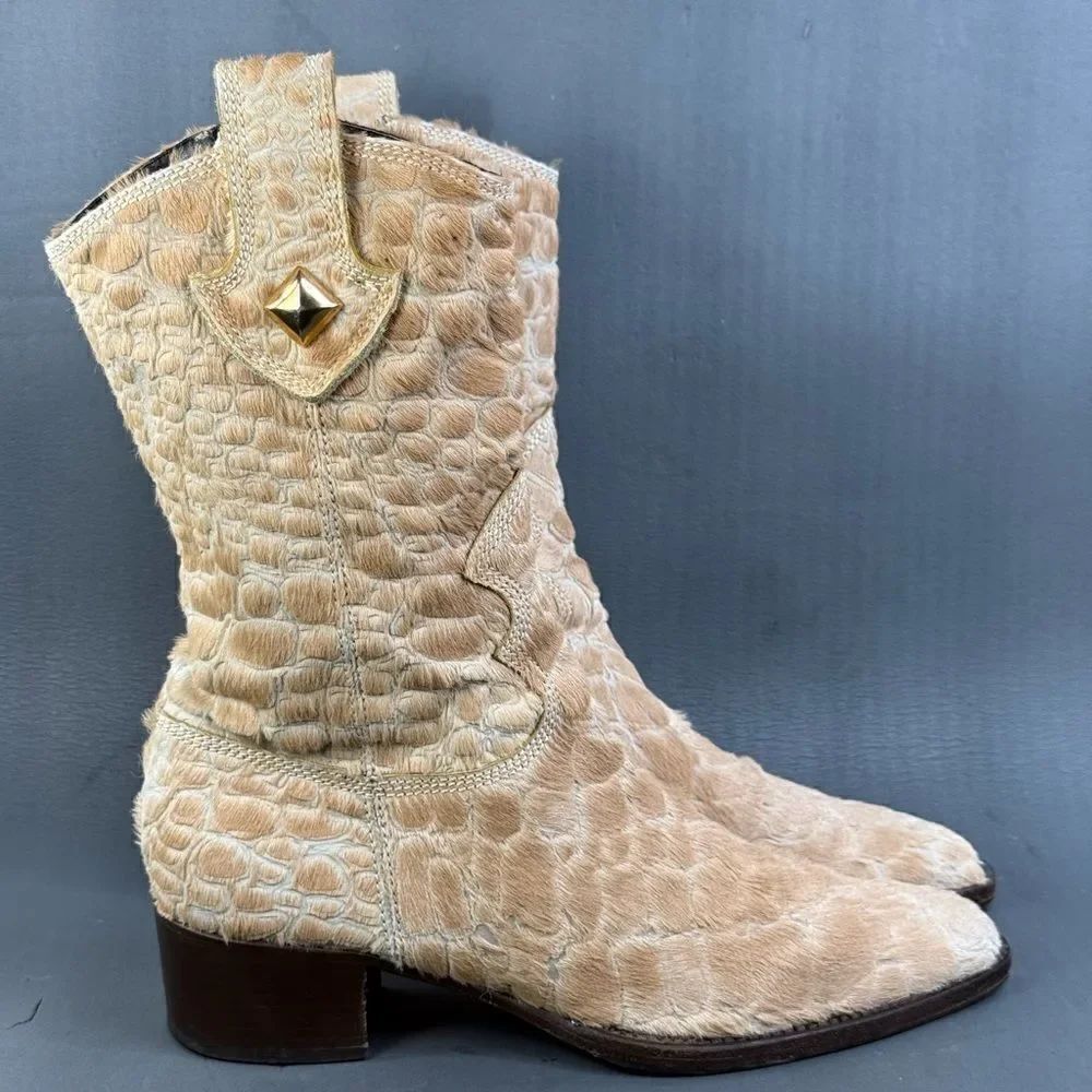 Attilio Giusti Leombruni animal skin Boots shoes women size 8.5 (39)